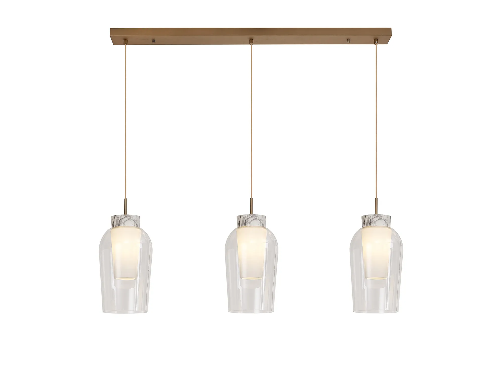 M8397  Nora Linear Pendant 3 Light Adjustable E27 Gold/White